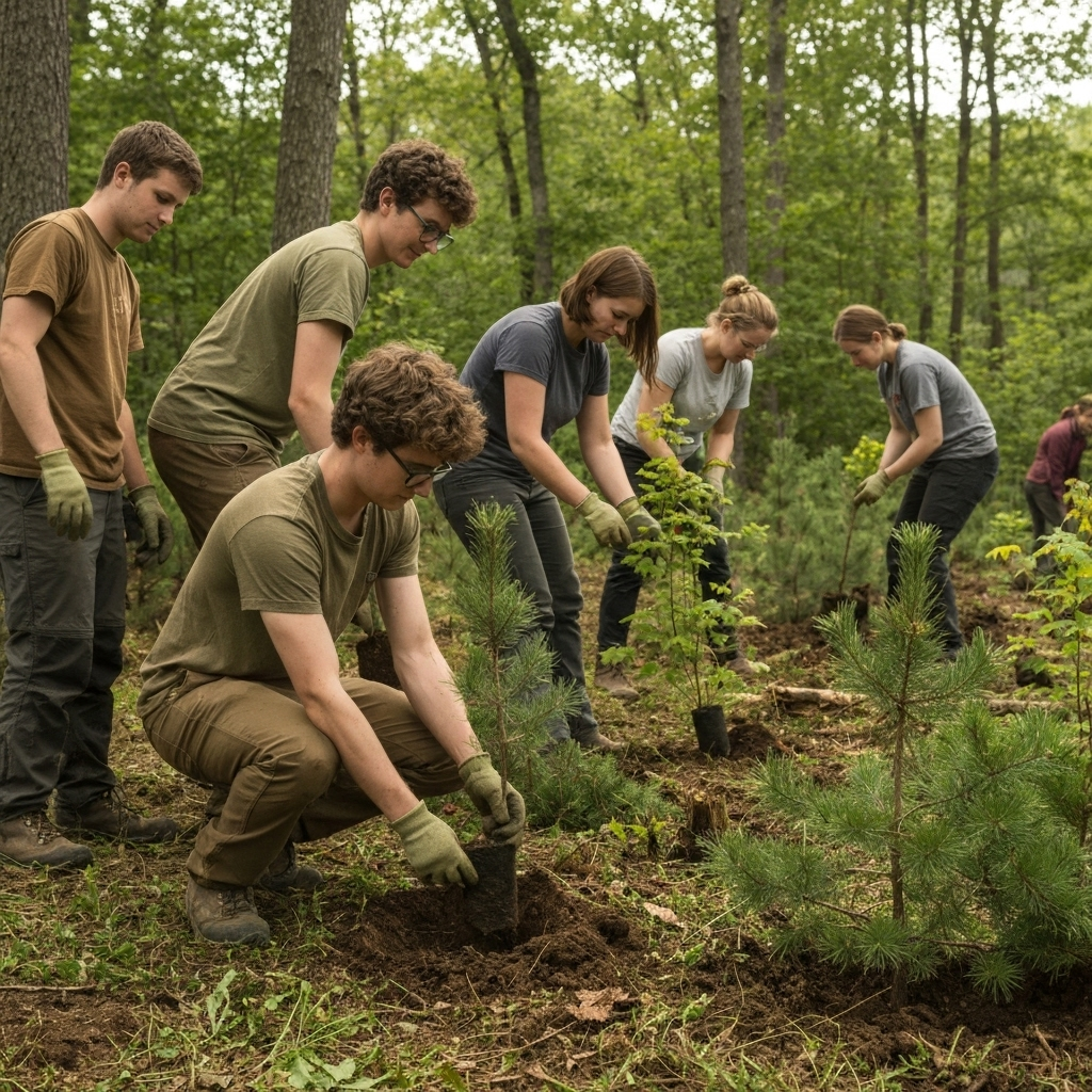 Voluntarios trabajando en reforestación